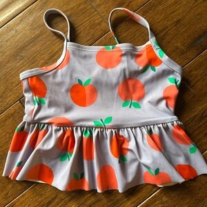 Hanna Andersson Peach-Print Peplum Tankini swim Top